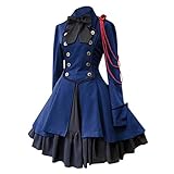 Eauptffy Viktorianisches Kleid Damen Langes Kleider Mode Court Kragen Gotische Prinzessin Kleidung Frauen Patchwork Vintage Frauenkleid Wikingerkleid Für Frauen Im Mittelalter