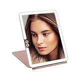 Impressions Fleur Touch Pad Tri Tone LED Make-up Spiegel mit Flip Cover, Smart Wiederaufladbarer Tragbarer Spiegel mit Touch-Sensor-Schalter (Roségold)