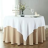 2 Stück Tischdecken Runde Tischabdeckung Waschbare Polyester Tischdecken Restaurant Tischdekoration (Farbe: Beige Größe: Rund 120 cm)