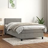 ZEYUAN Boxspringbett mit Matratze, Bettrahmen, Betten, Bettgestell, Bed Frame, Jugendbett, Schlafzimmer Bett, Betten Für Teenager, Familienbett, Hellgrau 90x200 cm Samt