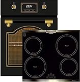 Kaiser Induktions Herd-Set EH 4796 AD+KCT 6395 Iem, Retro Backofen Einbaubackofen 45 cm, Autark, 50 L, 9 Funktionen+60 cm, Retro Kochfeld, Metallplatten Bronze,4 QickHeat Zonen