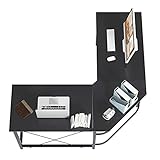 sogesfurniture Computertisch Eckschreibtisch in L-Form, großer Gaming Tisch L Schreibtisch PC Tisch Winkelkombination Arbeitstisch Bürotisch, (150+150)*55 * 76 cm, Schwarz LD-Z01-BH