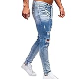 Jeans Hose Lang Vintage Used Look Destroyed Fuß offene gewebte Jeansfüße Reißverschluss Klebeband lässige frisierte Hosen für Herren Wasserhose