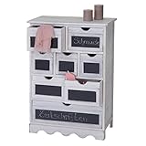 Mendler Kommode Ermelo, Schubladenschrank mit Tafel, Shabby-Look Vintage MVG-Zertifiziert 87x60x30cm - weiß