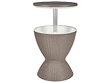 Beistelltisch mit Kühlfunktion beige Taupe rund höhenverstellbar Kühlbar Aisa