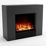 GLOW FIRE Kronos Elektrokamin mit Heizung (1500 W) und 3D Multi Color Farbwechsler| Elektrischer Standkamin mit Knisterfunktion, Heizlüfter & Fernbedienung, Schwarz