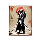 HOWDA Wandbild Kunstdruck Ölgemälde Poster Samurai Wand Bilder Wand Bilder Dekor leinwand bilder Wand Bilder Poster für Schlafzimmer Wohnzimmer Dekor (30x45cm Kein Rahmen)