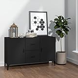 JUNZAI Sideboard, Schlafzimmer Kommode, Komodenschrank, Küchenschrank, Commode, Flurkommode, Schrank, Schlafzimmerkommode, Schwarz 100x36x60 cm Holzwerkstoff