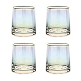 Glasbecher Glasbecher 4-teiliges bleifreies farbiges Glasbecherset 8,7 Unzen bleifreies Glasset Geeignet für Whisky-Getränkebecher und Haushaltsgetränkesets Trinkgläser (Farbe: Braun) (Mehrfarbig b)