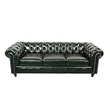 JVmoebel Klassische Leder Couch - Grüne Chesterfield Stoff Sofa 3 Sitzer Neu