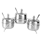 TOPBATHY 1 Set Glas-Aufbewahrungsbox Edelstahlbehälter Mit Deckel Behälter Mit Deckel Metallbehälter Mit Deckel Salz- Und Pfefferdosen Gewürzdosen Gewürzschüssel Menageregal