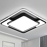 Style home LED Deckenleuchte 90W Deckenlampe, dimmbar mit Fernbedienung 3000-6000K, Ø42*6 cm, quadratische Leuchte für Wohnzimmer Schlafzimmer Kinderzimmer Büro, Schwarz