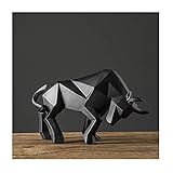 nice--buy Stier-Statue, Kunstharz, Bulls-Skulptur, Heimdekoration, Börsenmarkt, Glücksstatuen, 35,6 cm, abstrakte Figur, Business-Geschenk, Heimdekoration, modernes Zubehör (schwarz)
