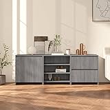 Youuihom Schränke für Tafelgeschirr, Buffet-Schränke, Foyer-Schränke, Geeignet für Wohnzimmer, Schlafzimmer, Küche oder Bad, 3-TLG. Sideboard Grau Sonoma Holzwerkstoff