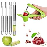 Qixuer Obstentkerner,5 Stück Kirschentkerner Edelstahl Kirschrot Dattel Weißdorn Birne Apfel Verschiedene Größen Geeignet Für Die Heimküche Zubereitung Von Kuchen Desserts Obstkonserven Trockenfrüchte
