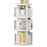 Bücherregale, drehbares Bücherregal, kleines Eck-Bücherregal for kleinen Raum, 360-Grad-Display, bodenstehendes Bücherregal, Aufbewahrungsregal, schmales Bücherregal aus Holz, Organizer for Schlafzimm