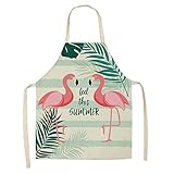 WDSJZQ Kochschürze Für Zuhause,Rosa Flamingo Green Leaf Schürze Für Männer Und Frauen Schürzen Abwaschbare Anti Fouling Und Ölfesten Ärmellosen Schürze Küche Restaurant Vintage Gärtnern Mode Backe