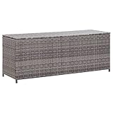 FIRBNUS Auflagenbox mit Tarpaulin Innenfutter 150x50x60 cm Mülltonnenbox Gartentruhe Kissenbox Box mit Deckel Gartenboxen Storage Boxes Max Belastbarkeit 160 kg PE Rattan Hellgrau