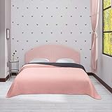 Laneetal 0180051, Tagesdecke 1 Stück Bettüberwurf Steppdecke Patchwork Flanelle Wendedesign Kariert, Bettdecke Stepp Decke Doppelbett unterfüttert und Gesteppt, Rosa+Dunkelgrau, 170x210 cm