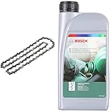 Bosch Home and Garden F016800489 Bosch Ersatzkette (für Universal Chain 18, in Blisterverpackung) & Bosch 2607000181 Kettensägen-Haftöl 1 Liter