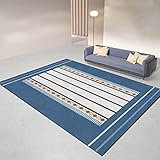 KeletiRug Teppich Wohnzimmer Esszimmer Schlafzimmer Kurzflor Teppich rutschfeste Teppiche einfache Pflege Gestreift blau-grün 120x180 cm