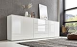 BMG Möbel Sideboard »Mailand Set 5« (Kommode Anrichte Aktenschrank), mit weiß lackierten Hochglanzfronten und hochwertigen Push-to-Open Beschlägen