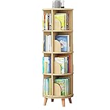 WHDNIOSS Bücherregale, um 360° drehbares Bücherregal, runder Kleiner Couchtisch, Bilderbuchständer for Kinder, Eckaufbewahrung, Regal mit großer Kapazität (Color : Wood, Size : 4 Layers (39 * 128cm))