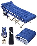 Sportneer Feldbett Klappbett mit Auflage, 188 X 71cm Campingbett bis 204kg Feldbett Klappbar XXL mit Faltbare Matratze Camping für Erwachsene, Outdoor, Garten, Camping, Reisen, Indoor (Blau+Blau)