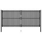 vidaXL Gartentor Gartentür Zauntor Hoftor Gartenpforte Hoftür Zauntür Pforte Gartenzaun Tor Tür Doppeltor Einfahrtstor Stahl 4x2m Anthrazit