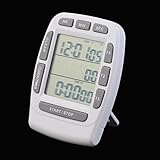 FURLOU Timer, Dreifach-Timer, Uhr, Küche, Kochen, 3-zeiliger Alarm, LCD-Digital-Countdown for den Countdown-Timer for Kochen Zeitschaltuhr
