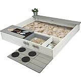 Meppi Sandkasten Laboe mit Herd und Grill - Weiss/grau aus Holz - Sandbox Sandkiste