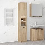 ZEYUAN Badschrank, Bad Kommode, Badezimmer Möbel, Badzimmer Schrank, Aufbewahrungsschrank, Bad Schrank, Sonoma-Eiche 32x34x188,5 cm Holzwerkstoff