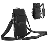 Madfiluo Isolierter Wasserflaschenträgerbeutel 40 Unzen Sportflaschenhülsenhalter mit verstellbarem Gurtgriff und 2 Taschen zum Camping