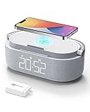 COLSUR Radiowecker Digital mit Wireless Charger, Bluetooth Lautsprecher mit USB-Ladegerät, Smart Wecker Schlummerfunktion Induktive Ladestation, Nachtlampe, Dimmbares LED-Display und Batterie-Backup