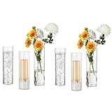 Hewory Glas Vase Groß 40cm Blumenvase, 6er Vasen Zylinder Glasvase Gross Vase für Tulpen Orchideen Rosen, Glaszylinder Windlicht Glas Kerzenhalter für Schwimmkerzen für Hochzeit Tischdeko Wohnzimmer