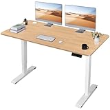 JUMMICO Höhenverstellbarer Schreibtisch Elektrischer Höhenverstellbarer Computertisch mit 140 x 70 cm Holz Tischplatte Stehschreibtisch Mit Speicher-Steuerung (Beige)