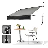 HOMEDEMO Klemmmarkise Markise Balkon (300 cm x 125 cm) Grau mit Handkurbel, Balkonmarkise ohne Bohren, Sonnenschutz und wasserdicht, UV-beständig und höhenverstellbar