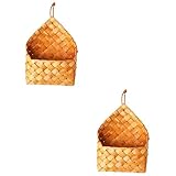 Cabilock 2 Stück Briefkörbe Aufbewahrungskorb Holzverzierung Hängende Wanddekoration Hängekörbe Für Pflanzen Pflanzgefäße Für Zimmerpflanzen Aus Holz Geflochtene Aufbewahrungskörbe