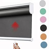 Springrollo Mittelzugrollo Schnapprollo kabellos Verdunkelungsrollo,Wasserdichter UV-Schutz Stoff Rollo Vorhang,60% Blickdicht lichtdurchlässig,für Fenster,Anpassbar (W160xH180cm(63x71in))