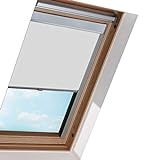 EINFEBEN Verdunkelungsrollo Rollo mit Seitenschienen für Dachfenster / S08 Grau (97.3x116.0cm)/ Verdunkelungs-Rollo Fensterrollo