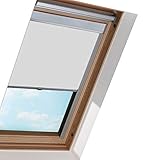 EINFEBEN Verdunkelungsrollo Rollo mit Seitenschienen für Dachfenster / F04 Grau (49.3x74.0cm)/ Verdunkelungs-Rollo Fensterrollo