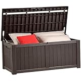YITAHOME 460 Liter Groß Gartenbox Wasserdicht, Abschließbarem Outdoor Kissenbox, Garten Auflagenbox Wetterfest Garten Aufbewahrungsbox für Gartengeräten Poolzubehör Spielzeug, Braun