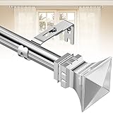 HARRMS Gardinenstange Ausziehbar, Silber 76-300cm, Verstellbare Vorhangstange Edelstahl, Scheibengardinenstange Gardienenstangenset mit Halterungen und Endstücken für Schlafzimmer, Wohnzimmer