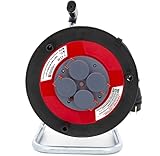 KOOP Elektro Gummi – Kabeltrommel Wasserfeste Verlängerungskabel mit 4 Steckdosen, Schuko IP44, stark und robust, für Außenbereich H05RR-F 3G2,5mm2 50M