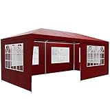 CASARIA® Pavillon 3x6m UV-Schutz 18m² Dachösen Wasserabweisend 6 Seitenteile Stabil Festival Festzelt Partyzelt Fenster Gartenzelt Fest Rot