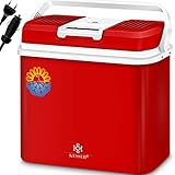 KESSER® 24 Liter Kühlbox | KÜHLT und WÄRMT | Thermo-Elektrische Kühlbox 12 Volt und 230 Volt | Mini-Kühlschrank | für Auto und Camping | EEK A+++ | Mini-Kühlschrank | Auto und Camping, Rot