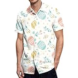 Herrenmode Casual Style 3D Digital bedrucktes Knopf Kurzarmhemd Camp Hemd Herren (M,k-Lila)