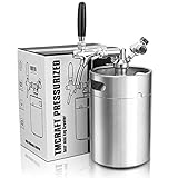 TMCRAFT 5Liter (170oz) Minifass Growler, Edelstahl-Druckfass-Kit-System mit einstellbarem Hahn kann Getränke für Hausbrauerei, handwerkliche Biere und Fassbier frisch und kohlensäurehaltig behalten