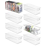 mDesign 8er-Set stapelbare DVD-Aufbewahrungsbox mit Griff – Aufbewahrungssystem mit Griff für DVDs, CDs und Videospiele – Aufbewahrungsbox Kunststoff – durchsichtig