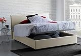 Talamo Italia - Doppelbett Bibiana, Containerbett mit Stoffbespannung, 100% Made in Italy, Frontöffnung, inklusive Matratze Cm 160x190, Beige